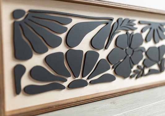 Vertical Floral Wood Wall Panel