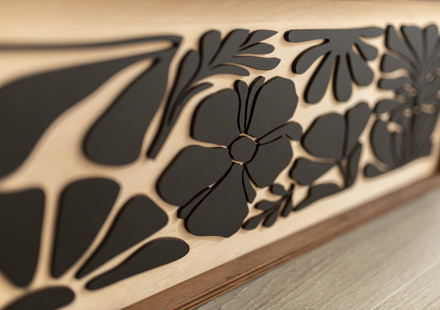 Vertical Floral Wood Wall Panel
