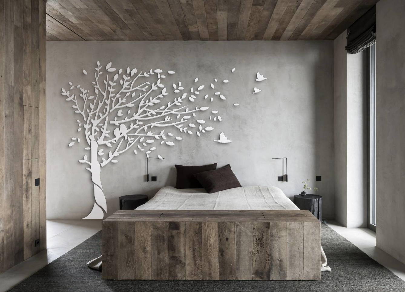 Minimalist wood family tree wall art 