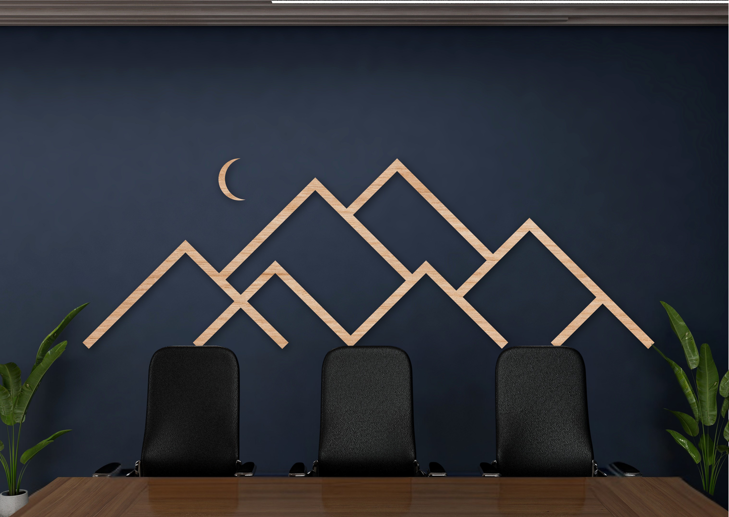 Handcrafted wooden mountain scene for rustic and modern home décor.