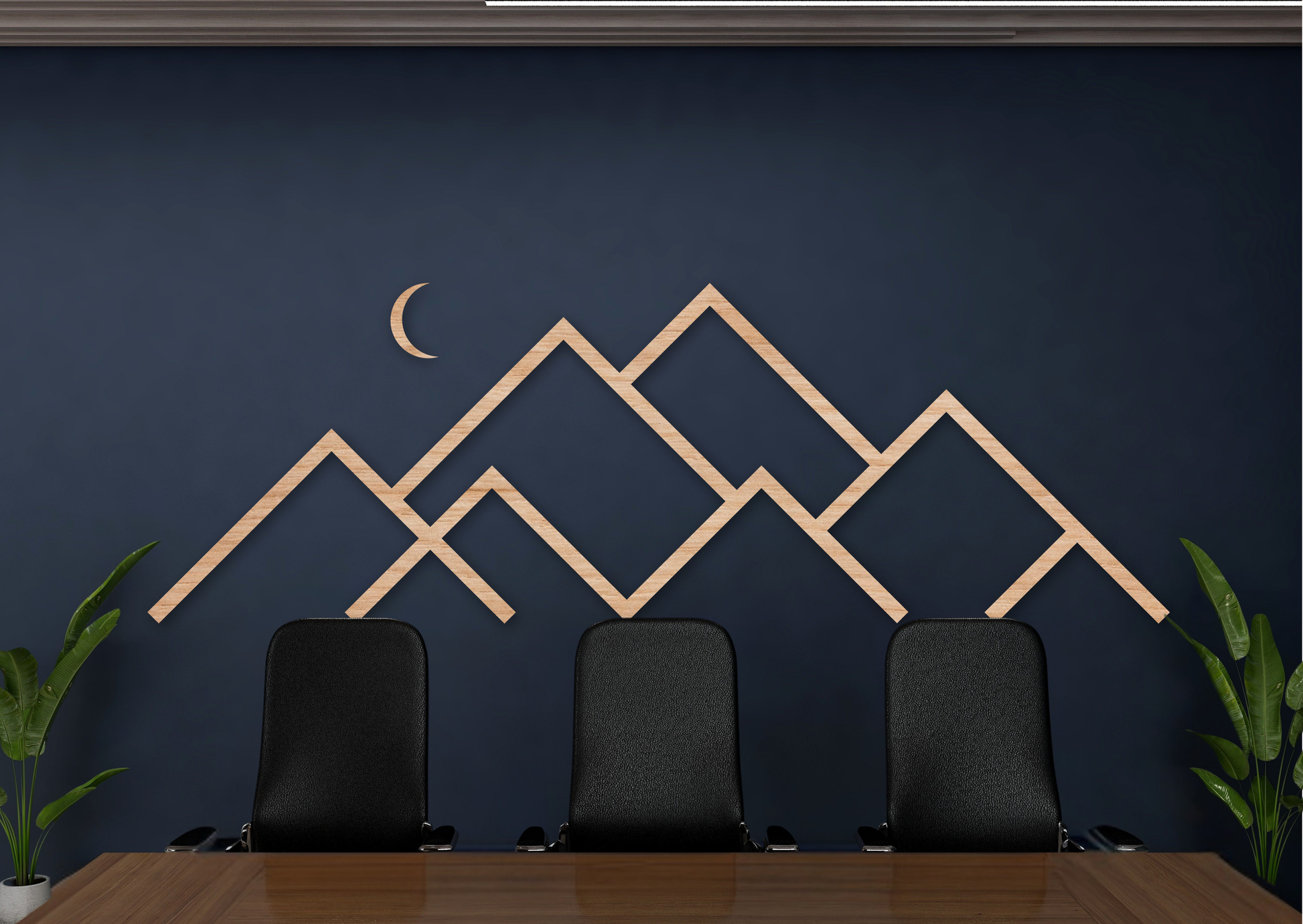 Handcrafted wooden mountain scene for rustic and modern home décor.