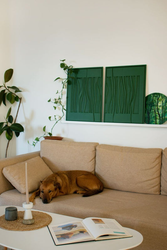 Green abstract textured wood wall art panel
