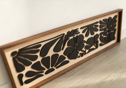 Vertical Floral Wood Wall Panel