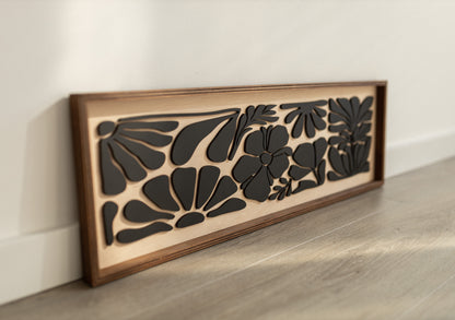 Vertical Floral Wood Wall Panel