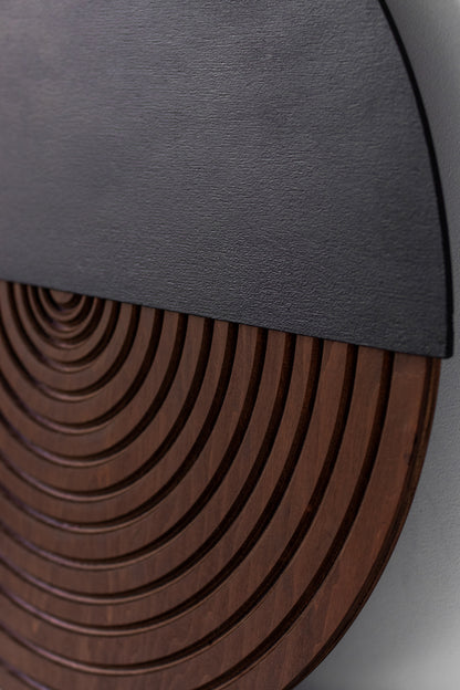 Round wood wall decor with half circle minimalist design