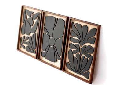 Floral Wood Wall Art Set