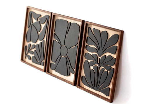 Floral Wood Wall Art Set