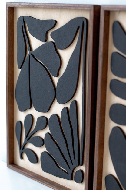 Floral Wood Wall Art Set