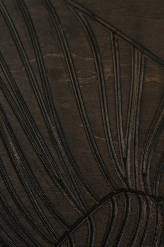 Nature-inspired wooden wall art, modern mountain landscape engraving.