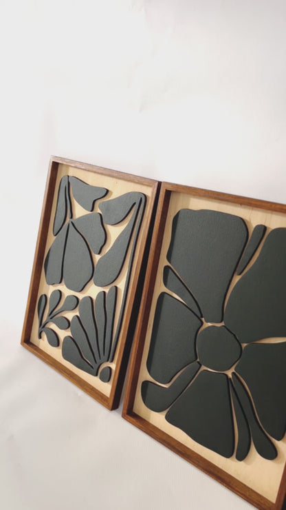Floral Wood Wall Art Set