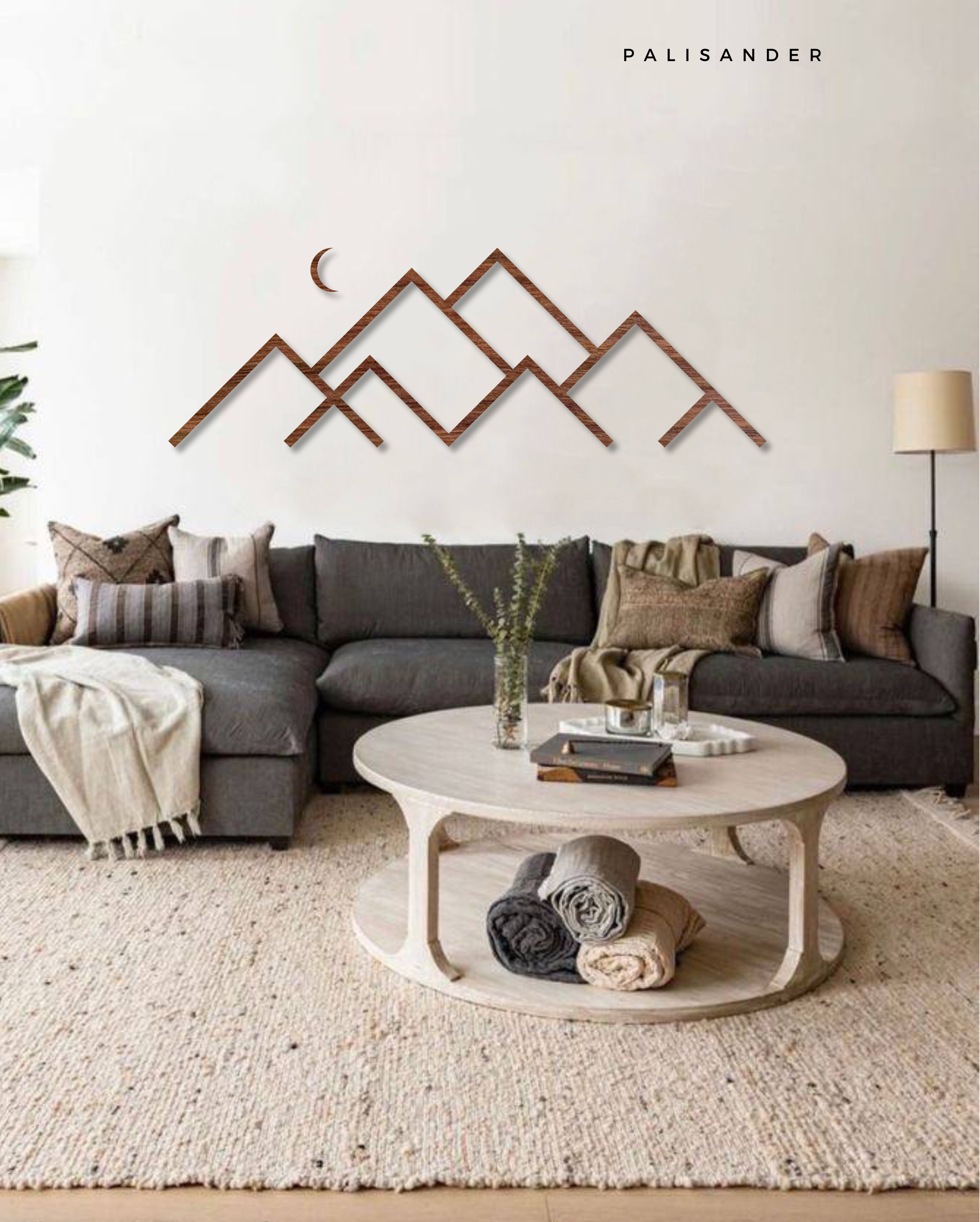 Handmade wood mountain wall hanging